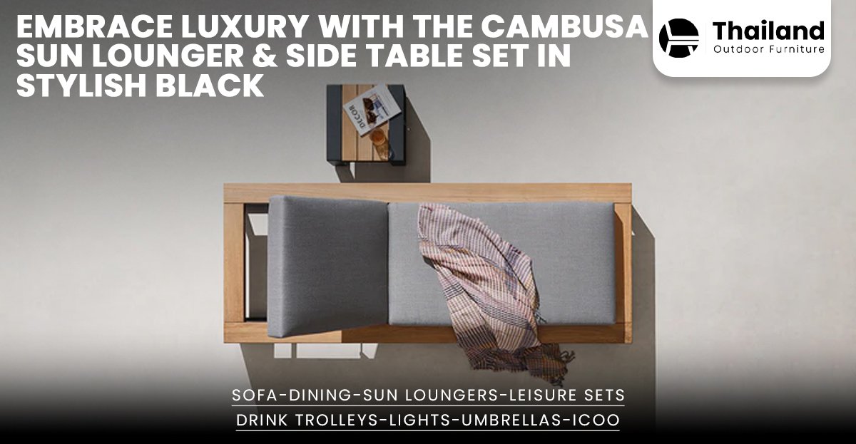 Elevate Your Outdoor Oasis: Embrace Luxury with the Cambusa Sun Lounger & Side Table Set in Stylish Black